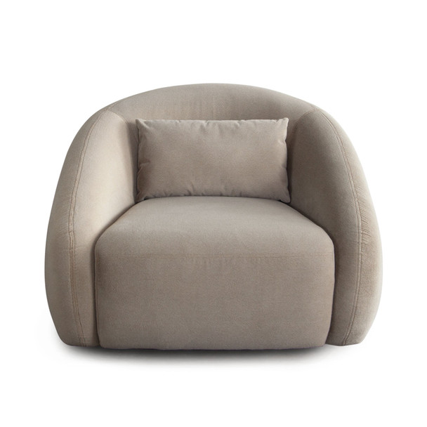 Lena Swivel Chair, Fawn Alpaca, 42 x 43 x 31 Inches for Living Room Seating