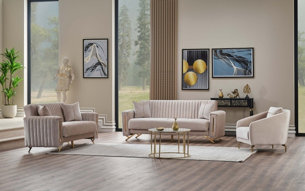 Senfoni 3-pieces (Sofa & Loveseat & Chair) Livingroom Set Beige