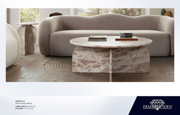 Nebula Coffee Table in Panther Beige Marble, 40 in. W x 40 in. D x 16 in. H