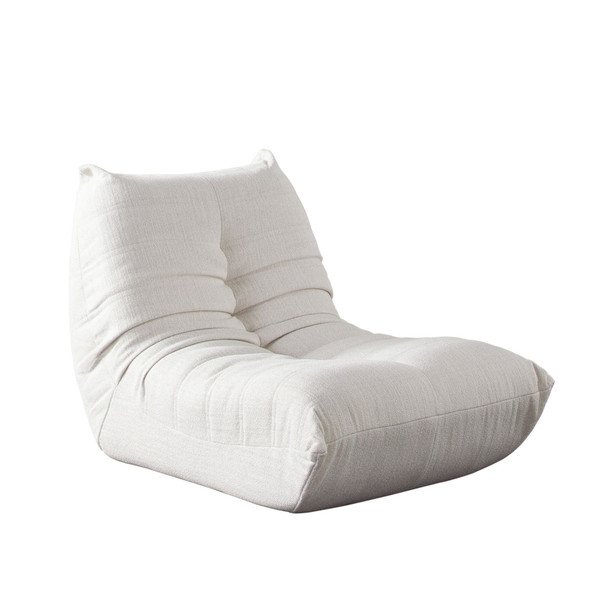 Ezra Armless Chair, Cream Fabric, 34 x 44 x 32 Inches, 14.5-Inch Seat Height