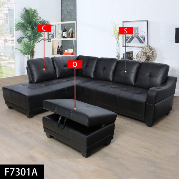 Black Semi-PU Synthetic Leather Lift-Top Storage Ottoman with Tufted Cushion