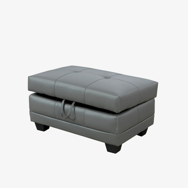 Dark Gray Semi-PU Synthetic Leather Lift-Top Storage Ottoman with Tufted Cushion