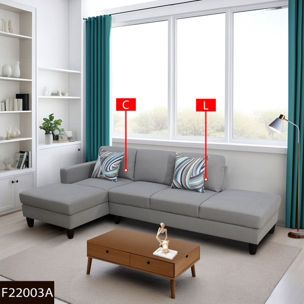 Light Gray 2-Piece Calico Sectional Sofa with Left-Facing Chaise and Track Arms