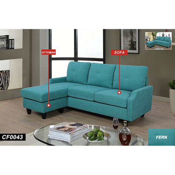 Green Flannel 2-Piece Living Room Set with Sofa and Loveseat and Seat Cushioning