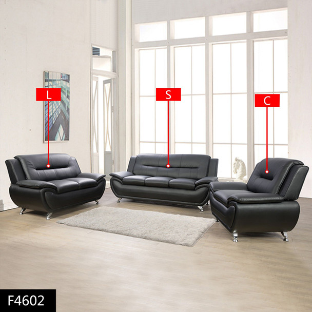 Black Faux Leather Living Room Armchair with Padded Back and Wide Arms