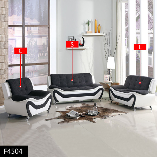 Black and White 3-Piece Faux Leather Living Room Set with Sofa Loveseat
