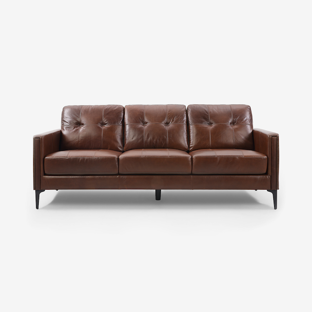 Chocolate Brown 4-Piece Top-Grain Leather Living Room Set with Sofa Loveseat