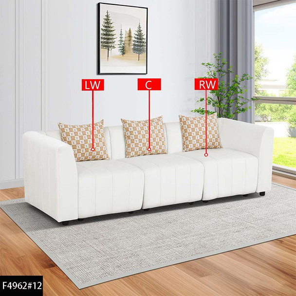 White 3-Piece Microfiber Modular Sofa with Wide Track Arms and Loose Back