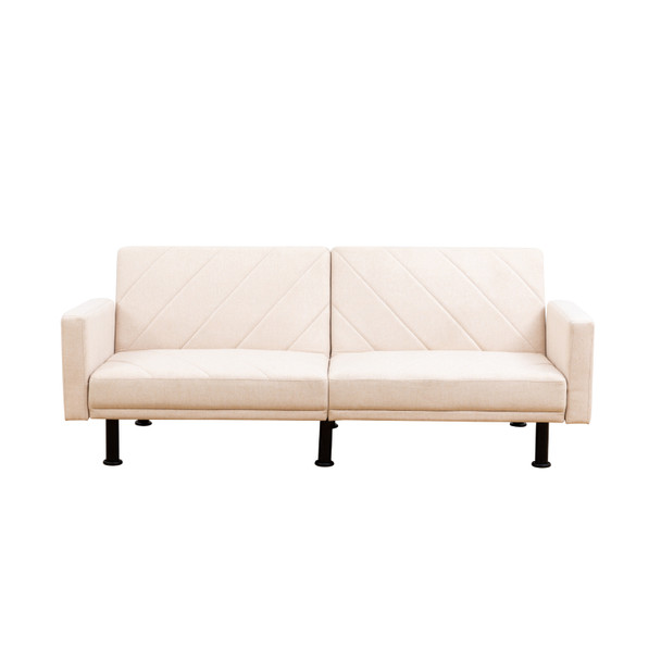 Beige Linen Convertible Sleeper Sofa with Adjustable Construction and Cushioning