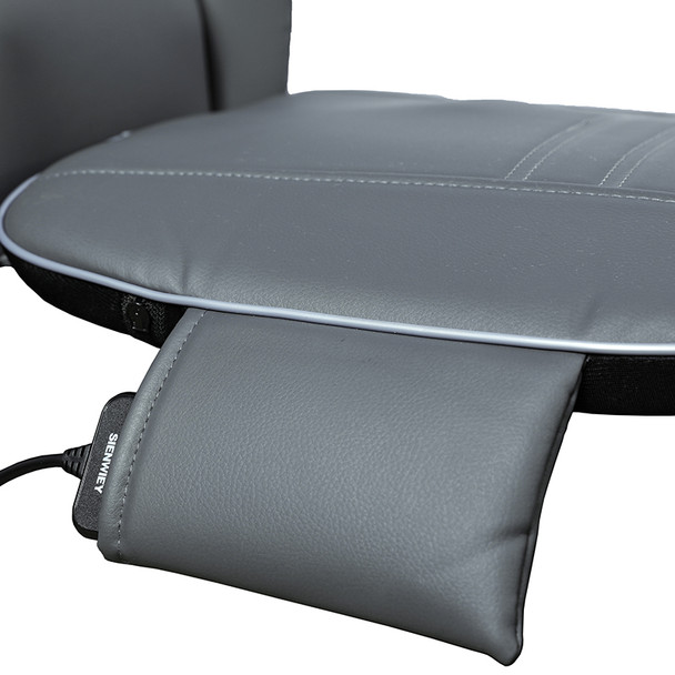 Gray Leather-Look Shiatsu Neck and Back Massage Chair Cushion with Adjustable