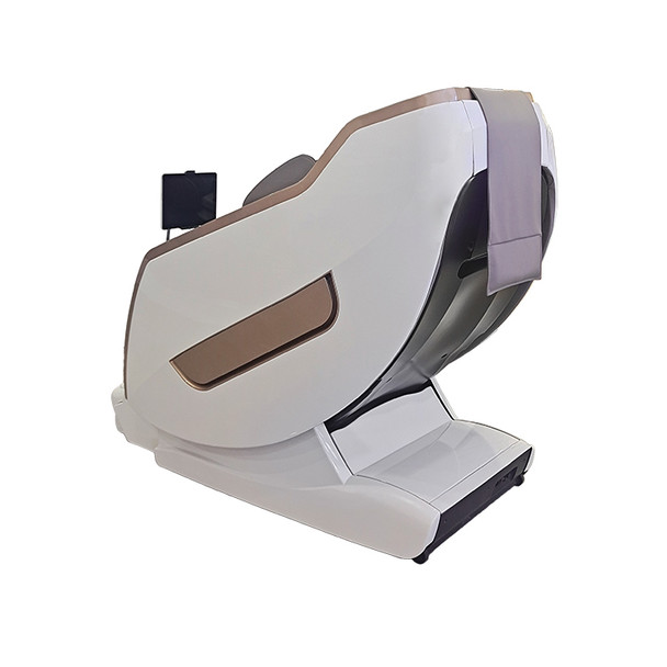A21 White Full-Body Massage Chair with Coordinated Lower Section and Seat Arm