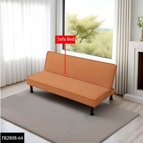 Orange Calico Room Convertible Sleeper Sofa with Adjustable Construction