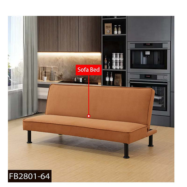 Dark Orange Flannel Living Room Convertible Sleeper Sofa with Upholstered Design
