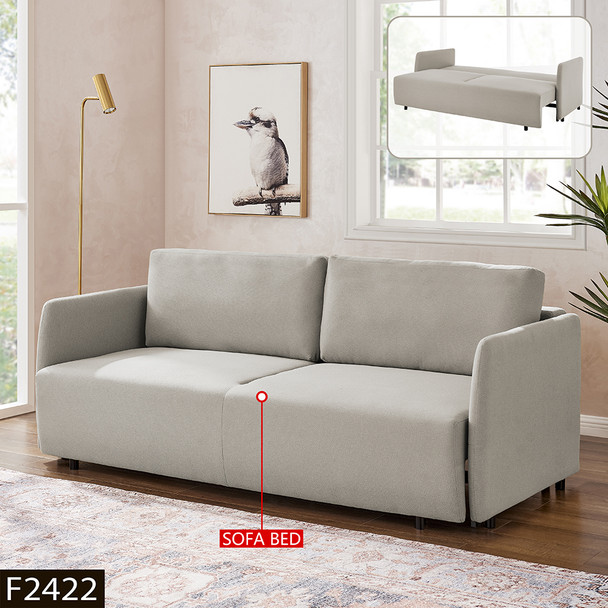 Gray White Corduroy 2-Seat Convertible Sleeper Sofa with Adjustable Construction