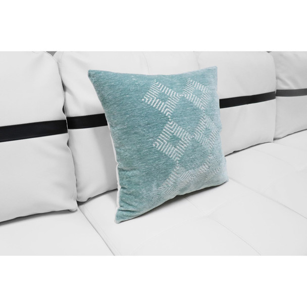 17.5-Inch Aqua Multicolor Flannelette Square Throw Pillow with Decorative Finish
