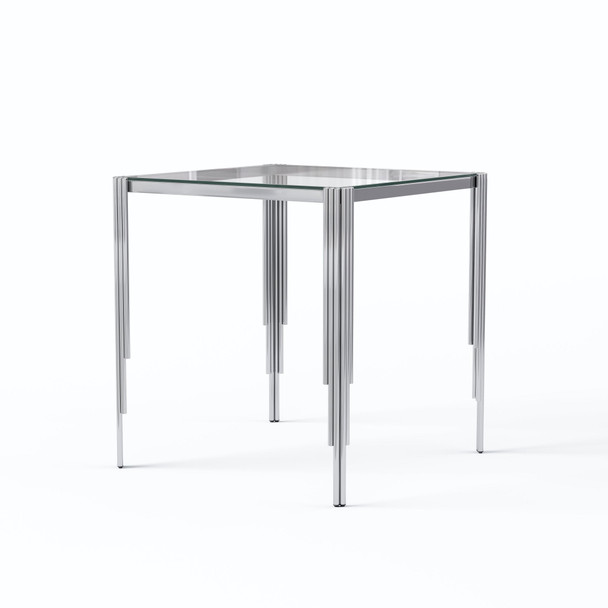 Clear Silver Glass Top Dining Table