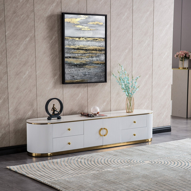 Sintered Stone TV Stand with Stainless Steel Frame