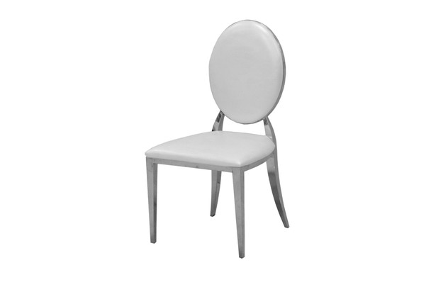 Gold White Leatherette Dining Chair Set of 2