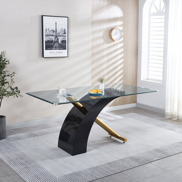 White Tempered Glass Dining Table with Stainless Steel Frame