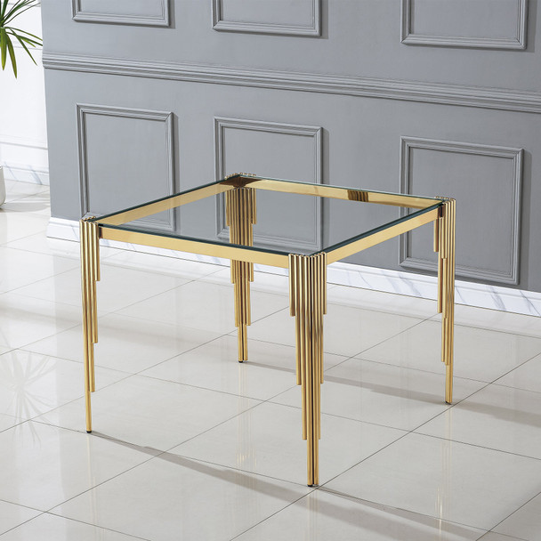 Clear Gold Premium Tempered Glass Dining Table