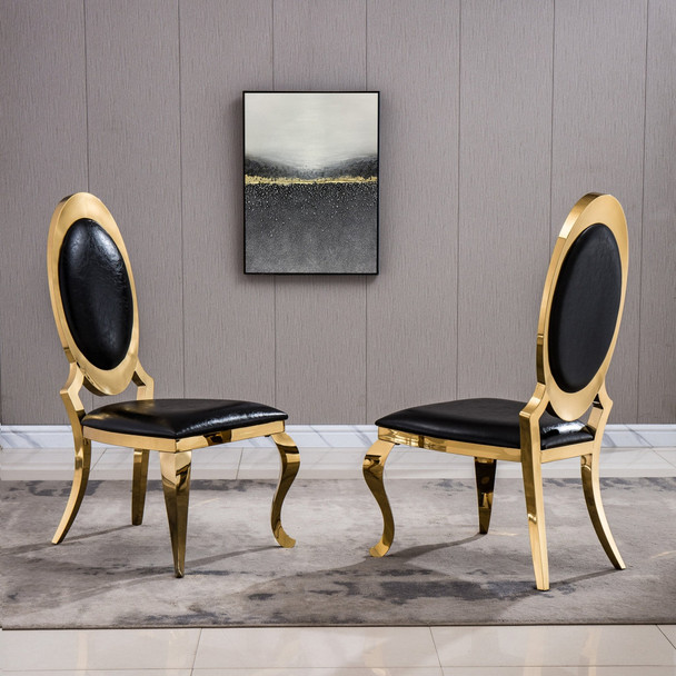 Silver White Premium PU Upholstered Dining Chair Set of 2