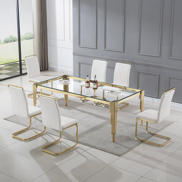 Clear Gold Premium Tempered Glass Dining Table