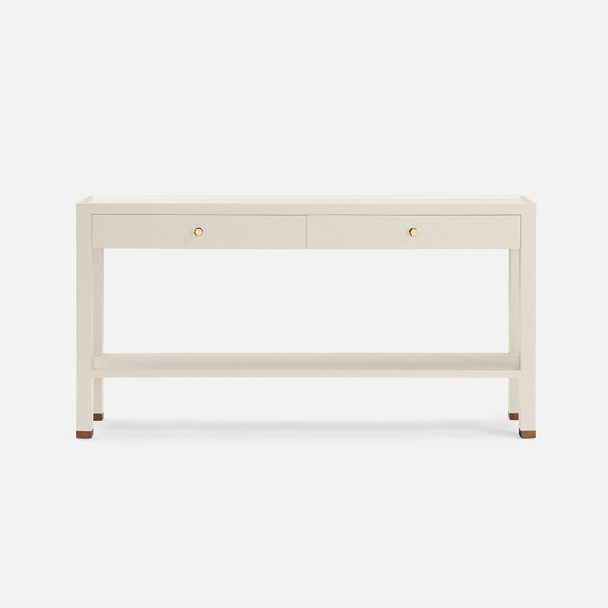 Jarin 60-Inch White Faux Belgian Linen Console Table (60 x 12 x 31 Inches)