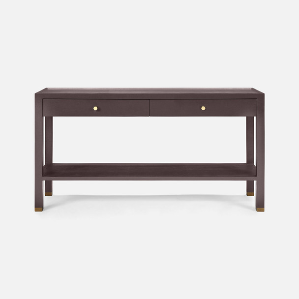 Jarin 60-Inch Aubergine Faux Belgian Linen Console Table (60 x 18 x 31 Inches)