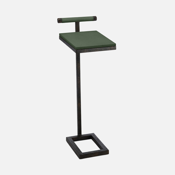 Ellery 13-Inch Juniper and Texturized Bronze Realistic Faux Shagreen and Steel Accent Table