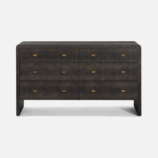 Harlow 60-Inch Dresser - Dark Mushroom Realistic Faux Shagreen