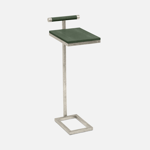 Ellery 13-Inch Juniper and Texturized Silver Realistic Faux Shagreen and Steel Accent Table