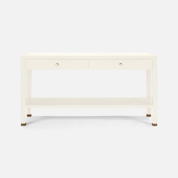 Jarin 60-Inch White Faux Belgian Linen Console Table (60 x 18 x 31 Inches)