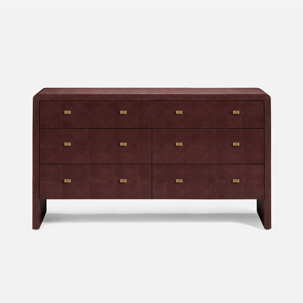 Harlow 60-Inch Dresser - Oxblood Realistic Faux Shagreen