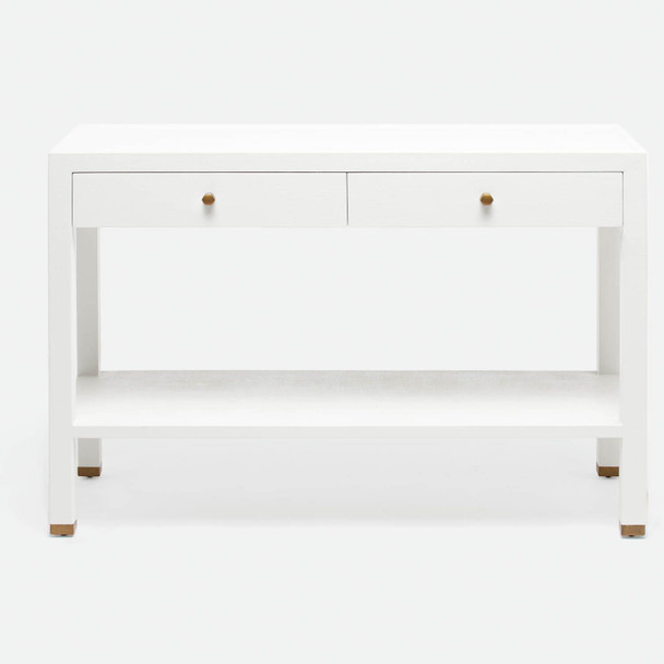 Jarin 48-Inch Designer White Faux Belgian Linen Console Table (48 x 18 x 31 Inches)