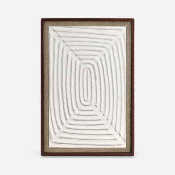 Sana I 17-Inch Wall Decor - White Pulp Clay and Tobacco Full-Grain Leather