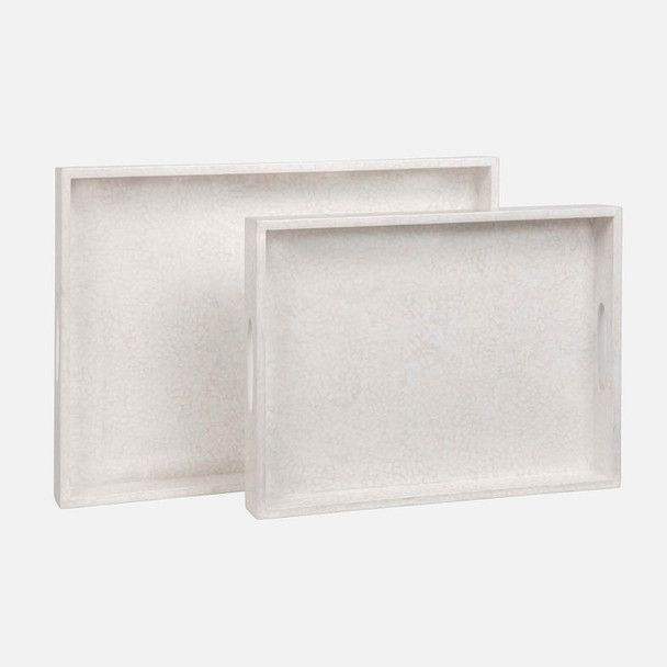 Della 216-Piece Tray Set - White Lacquered Eggshell - Set Of