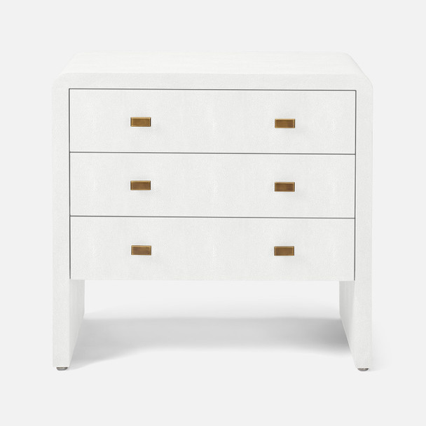 Harlow 30-Inch Nightstand - Blanc Realistic Faux Shagreen