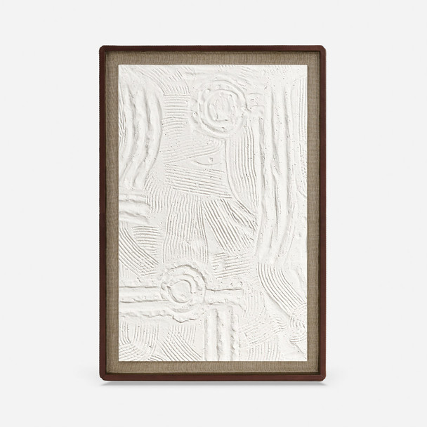 Sana II 17-Inch Wall Decor - White Pulp Clay and Tobacco Full-Grain Leather