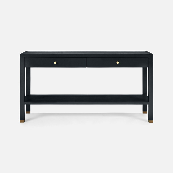 Jarin 60-Inch Dark Navy Faux Belgian Linen Console Table (60 x 18 x 31 Inches)