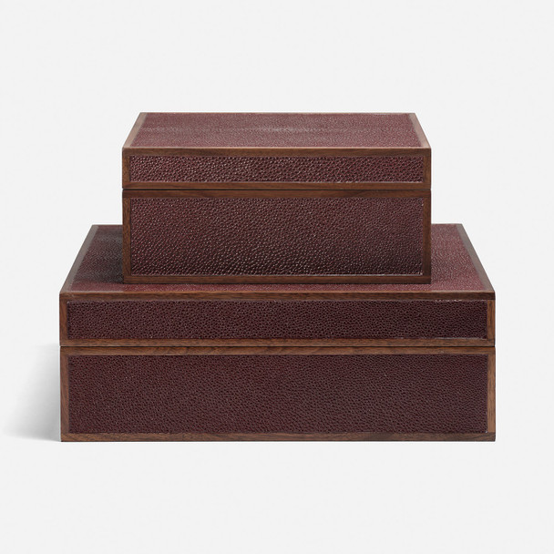 Cooper 29-Piece Box Set - Oxblood Realistic Faux Shagreen and Walnut Veneer - Set Of