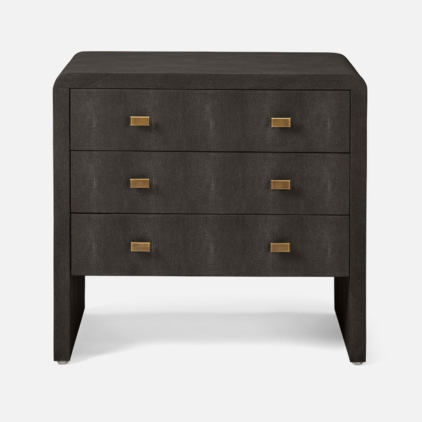 Harlow 30-Inch Nightstand - Dark Mushroom Realistic Faux Shagreen
