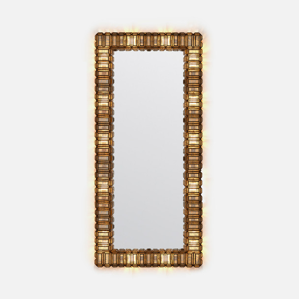 Mae 14-Light 32-Inch Mirror - Antiqued Mirror and Antiqued Brass Iron