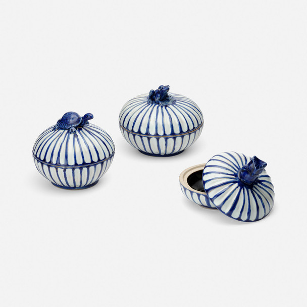 Gus 34-Piece Box Set - Blue and White Hand Crafted Stoneware - Set Of