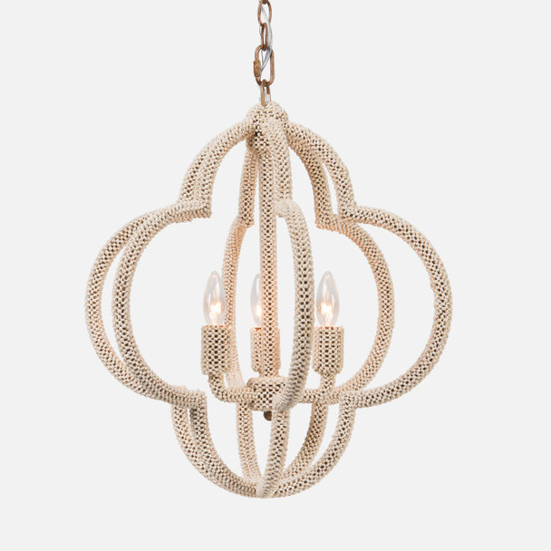 Astin 3-Light Chandelier - Natural Coco Beads (20 x 22 Inches)