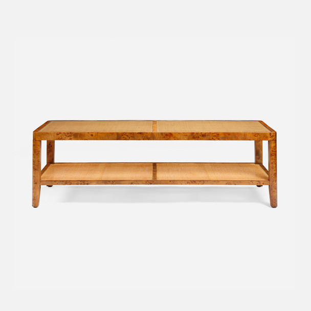 Amara 60-Inch Coffee Table - Dark Stained Poplar Burl and Natural Cane (60 x 24 x 18 Inches)
