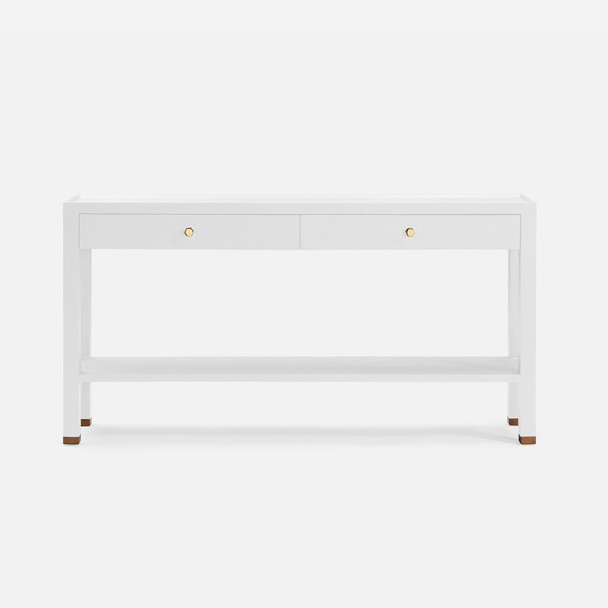 Jarin 60-Inch Designer White Faux Belgian Linen Console Table (60 x 12 x 31 Inches)