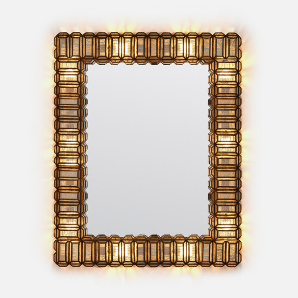 Mae 10-Light 42-Inch Mirror - Antiqued Mirror and Antiqued Brass Iron
