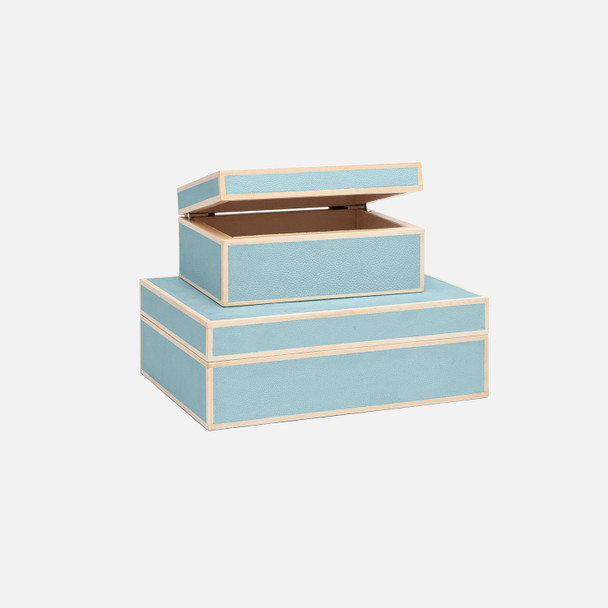 Cooper 29-Piece Box Set - Powder Blue Realistic Faux Shagreen and Sycamore Veneer - Set Of