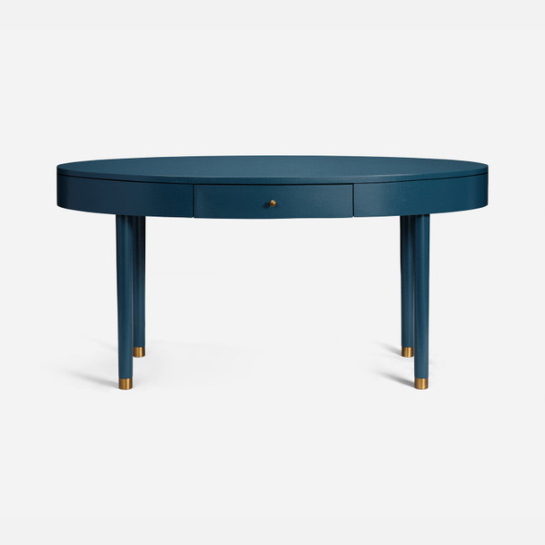 Ebba Desk - Navy Faux Raffia (64 x 30 x 31 Inches)