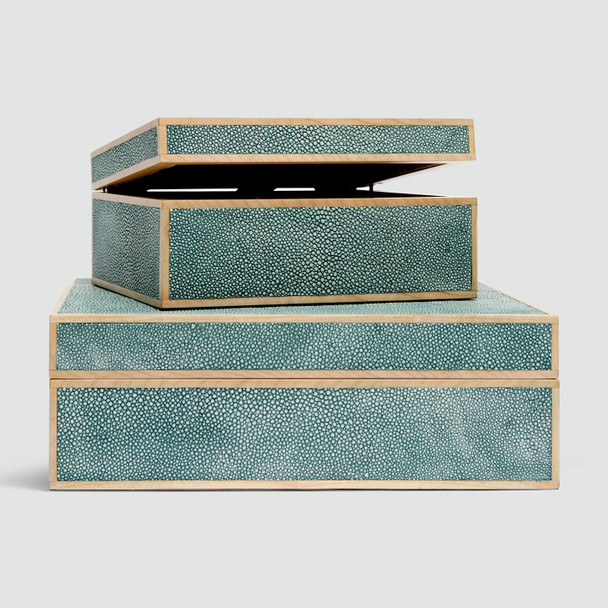 Cooper 29-Piece Box Set - Turquoise Realistic Faux Shagreen and Sycamore Veneer - Set Of